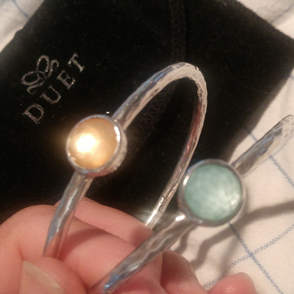 Ippolita Silver Bracelets with greenish blue and peachy Stones - Picture 3 of 15